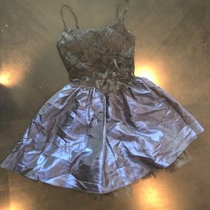 Black lace/Satin navy blue short dress.